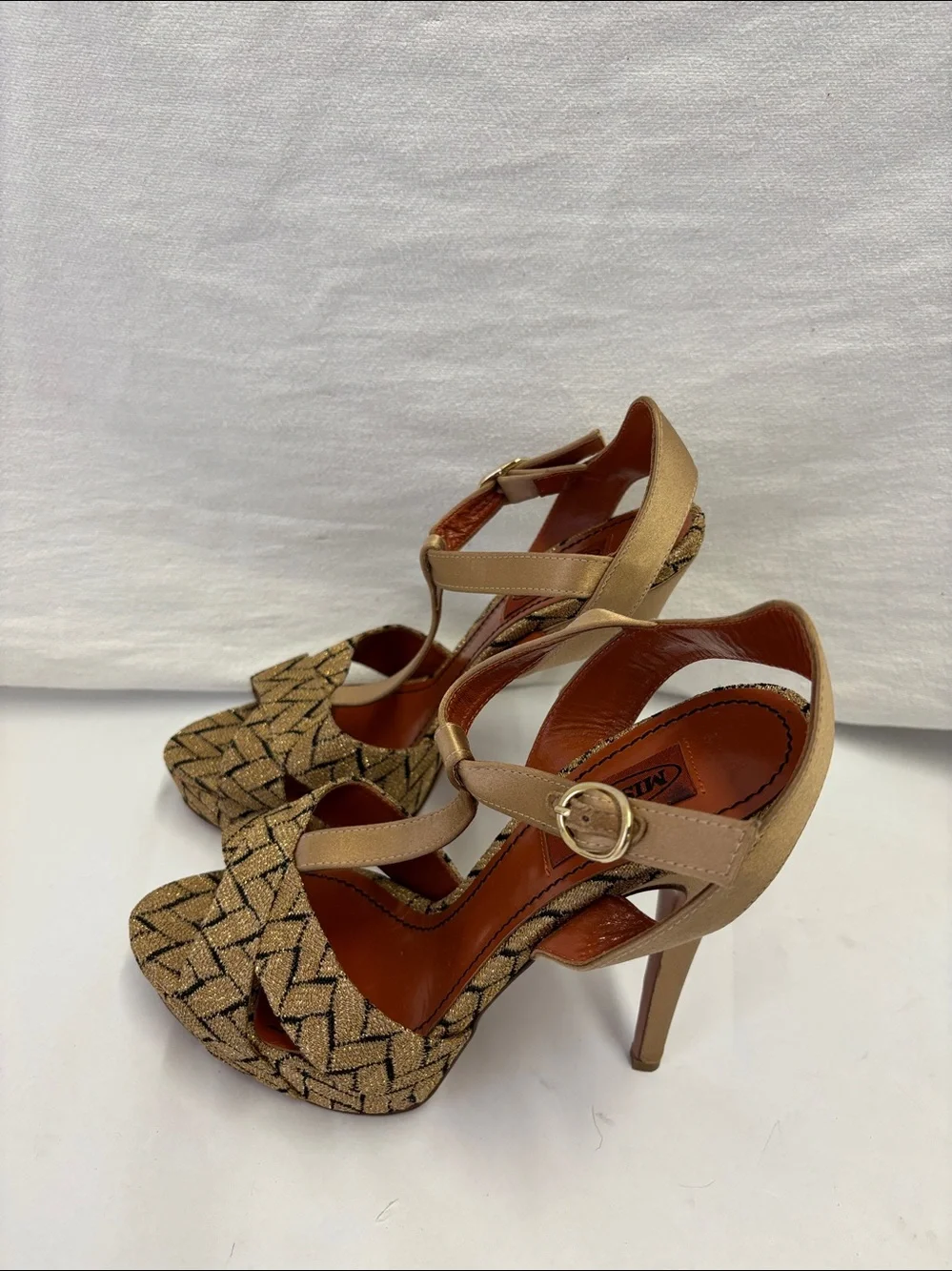 Missoni Chevron Open Toe Platform Heels